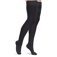 Therafirm Core-Spun 20-30mmHg Moderate Graduated Compression Support Thigh High Socks (Black, Medium Short)
