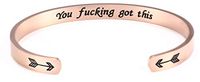 fishhook Engraved Uplifting Inspirational Motivational Mantra Stainless Steel Bangle Magnetic Bracelet Gift for Women Girls (Rose Gold, You Fucking got This)