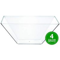 Plasticpro Disposable Square Plastic Large Clear Serving Bowls Extra Heavy Duty for Party's Snack or Salad Bowl, Elegant Pack of 4