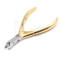 LAJA Imports Nail Art Golden Stainless Steel Cuticle Nipper Pusher Scissors Dead Skin Remove Cleaning Manicure Tools