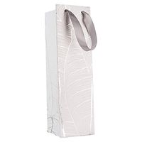 Leaf Design Silver Gift Bags - Wine Foil Stamped Gift Bags - Unique Design with Durable Ribbon Handles, Beautiful Present Bags Best for Birthday, Wedding and Parties (14”x4”x4”) (12 Pack)