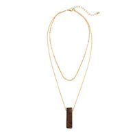 Afazfa💗💗Natural Stone Pendant Sweater Chain Ladies Fashion Double Clavicle Necklace (Black)