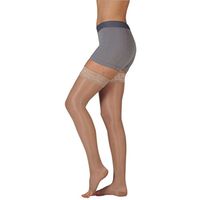 Juzo Naturally Sheer Compression Thigh High w/ Silicone Top Band Short Closed Toe 15-20mmHg, IV, Black