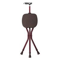 DR - Canes Crutches - with Chairs for Men and Women Cane Sticks Old Man Cane Four Feet Elderly Can Sit Folding Multi-Function Three-Legged Stool Non-Slip (Color : Red)