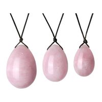 JOVIVI Natural Rose Quartz Jade Yoni Eggs Massage Stones Exercise Eggs Healing Stone to Train Pelvic Muscles Kegel Exercise, Set of 3 (35m/45mm/50mm)
