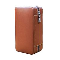 CCZXJH Cigar Humidor Desktop Cigar Humidor Cigar Box Cigarette Case Cedar Wood Lining, Leather 6 Stick Travel Portable Cigar Humidor Zipper Cigar Bag with Humidifier, Multi-Style Optional Wood L