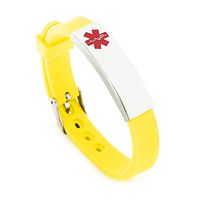 BAIYI Medical Alert ID Bracelets Rubber Wristband Yellow for Girls and Boys