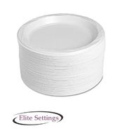 Elite Settings WDP-6 100 Count Disposable Plastic Plates, 6-Inch, White, 6"