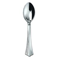 WNA 620155 Heavyweight Plastic Spoon, 6.25", Reflections Design, Silver  (15 Packs of 40)