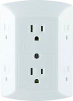 GE 6 Outlet Wall Plug Adapter Power Strip, Extra Wide Spaced Outlets for Cell Phone Charger, Power Adapter, 3 Prong, Multi Outlet Wall Charger, Quick & Easy Install, For Home Office, Home Theater, Kitchen, or Bathroom, UL Listed, White, 50759
