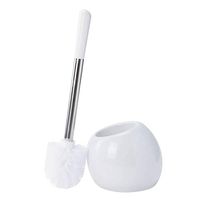 Bath Bliss Ceramic Dome Toilet Brush & Holder Set, Decorative, Modern, Freestanding, Heavy Duty Cleaning, White