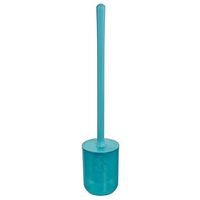 iDesign Finn Bowl Brush and Holder, Toilet Cleaning Set for Bathroom, Teal and White 2 Each