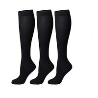 Hope Light (3/6 Pairs Black) Compression Socks for Men & Women 15-20mmHg,Improve Blood Flow is for Running,Travel,Recovery(L/XL)