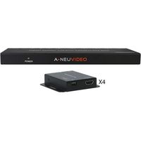 A-NeuVideo HDMI POE 1x4 Splitter over Cat5e/6 Extender with 4x Receiver, 164' Transmission Distance