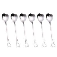 BESTONZON 12pcs Stainless Steel Heart Shape Spoons Cute Scoop Stirring Spoon Tableware for Dessert Cake Coffee