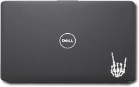 CRDesign Rock On Skeleton Hand Vinyl Apple MacBook Laptop Decal (White)