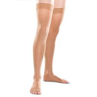 Therafirm Open-Toe Thigh High Stockings - 30-40mmHg Firm Compression Support Nylons (Sand, Small)