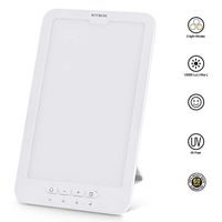 Sunlight Lamp, 10000 LUX Bright LED Sun Lamp with Timer, Full-Spectrum Energy Light, Stepless Dimming Control, Memory Function, Natural, Warm Yellow, White, USB Powered Day-Light Lamp