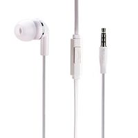 Premium Flat Wired Headset Mono Hands-Free Earphone w Mic Single Earbud Headphone in-Ear [3.5mm] White for Samsung Galaxy J3, J5, J7, Note 3 4 5, Note8, S5, S6, S7, Edge Edge+, S8, S8+, S9, S9+
