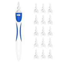 Q Grips Earwax Remover, Earwax Removal Tools, Soft Silicone Spiral Ear Wax Cleaner Kit with 16 Replacement Heads for Adults & Kids