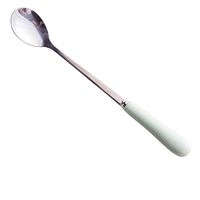 XIURONG Ceramic Handle Stainless Steel Mixing Spoon Small Spoon Spoon Spoon Spoon Ice Tea Coffee Juice (4) 10Der Green