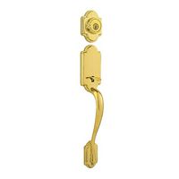 Kwikset 815ANH-L03GC Single Cylinder Arlington Handleset with Interior Hancock Trim with New Chassis, No Deadbolt Lifetime Brass Finish