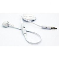Kyocera Rally Compatible Flat Wired Headset MONO Hands-free Earphone w Mic Single Earbud Headphone [3.5mm] [White]