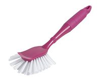 EvriHome Dish Brush, Scrub Away Stuck-On Food, Built-In Scraper, Colors May Vary - Fuchsia or Indigo