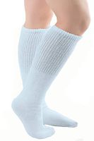 Comfort Finds Diabetic SwellSox - Breathable Cotton Socks - Loose Fitting Comfortable Sock – Non Binding Top Design– Improve Foot Circulation (Light Blue, 12 Pair)