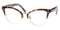 SOOLALA Womens Large Half Frame Cat Eye Reading Glass Unique Eyeglass Frame, Leopard, 3.0