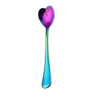 Highpot Multicolor Long Handle Latte Spoon Ice Cream Spoon, Latte Spoon, Cocktail Stirring Spoons, Rainbow Color Soda Spoon Coffee Drinking Tools (J)