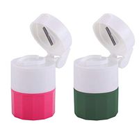 LINGYU (2 Pack) Round Multi-Function Tablet Separator, Pill Crushing Grinder Drug Dispensing Box Pill Dispenser -Red Green