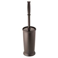 mDesign Compact Freestanding Plastic Toilet Bowl Brush and Holder for Bathroom Storage and Organization - Space Saving, Sturdy, Deep Cleaning, Covered Brush - Espresso Brown