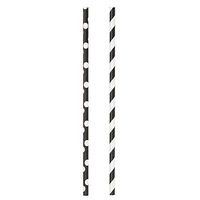 Black Polka Dot & Striped Paper Straws, 24ct