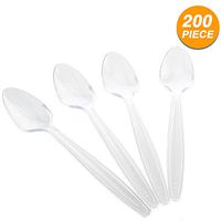 Ram-Pro Heavy Duty Plastic Spoons Party Pack Cutlery Disposable Spoons Sturdy for Soup, to-go Lunches, Home and Office Use - 100 Per Pack (Pack of 2)
