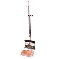 Uhruolo 3 In1 Dustpan And Brush Wiper Set, Lobby Dust Pan With Broom, Strong Stainless Steel Metal Handles 360° Rotate For Home,Lobby, Shop, Garage,Schools,Church,Dustpan+Broom