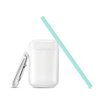 Emoly Reusable Silicone Straws, Portable Collapsible Drinking Straw with Travel Case & Cleaning Brush - Teal