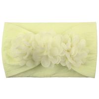 Ugthe Infant Clothing Toddler Baby Girl Solid Color Chiffon Flower Wide Headband Hair Band Accessories - Beige