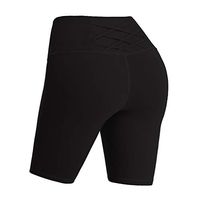 Meikosks Women's Training Running Yoga Tights High Waist Pants Abdomen Control Leggings Short Black