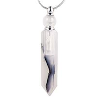 TUMBEELLUWA Essential Oil Diffuser Aromatherapy Stone Pendant Necklace for Unisex,Healing Crystal Point Gemstone Necklace for Women and Men, Natural Agate Stone.