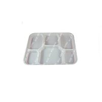 PlasticThali - Six Compartment white Plastic Plate (FDA approved Virgin Plastic) (150)