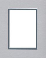 Pack of (5) 11x14 Double Acid Free White Core Picture Mats Cut for 8x10 Pictures in Nantucket Grey and Slate Blue