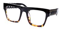 SOOLALA Square Oversized Reader Twist Big Horn Framed Reading Glasses, Leopard, 1.75