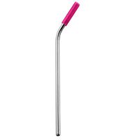 Sikye Metal Drinking Reusable Straws,Silicone Sleeve Long Stainless Steel Straws for 20 Oz/30 oz Cups (Hot Pink)