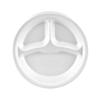 Dart 10CPWCR 10.25 in White Unlaminated Foam 3 Comp Plate (Case of 500)