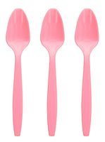 Amcrate Pink Disposable Medium Weight Plastic Spoons - Ideal for Weddings, Party’s, Birthdays, Dinners, Lunch’s. (Pack of 100)
