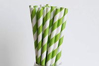 Lime Green Striped Paper Straws (75)