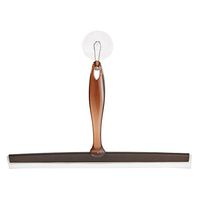 iDesign Zia Plastic and Metal Suction Squeegee with Storage Hook Shower, Window, and Mirror Accessory for Master, Guest, Kid's Bathroom Cleaning, 12" x 7.7", Amber and Bronze