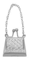 Small Etched Quilted Design Purse Locket/Pill Box in Fine Sterling Silver