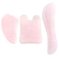 JOVIVI 3pcs Handmade Natural Rose Quartz Multi-shape Gua Sha GuaSha Scraping Massage Tool